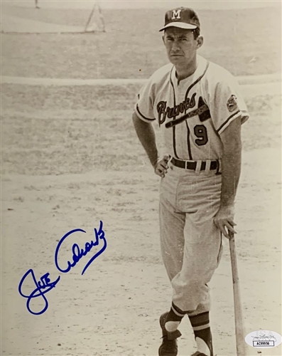 JOE ADCOCK (d) SIGNED 8X10 MILW. BRAVES PHOTO #2 - JSA