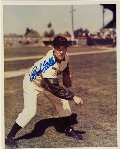 BOB FELLER  (d)  SIGNED CLEVELAND INDIANS 8X10 PHOTO #1