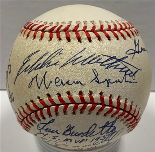 1957 MILWAUKEE BRAVES TEAM SIGNED  BASEBALL W/ 12 AUTOS W/ AARON MATHEWS SPAHN +- JSA