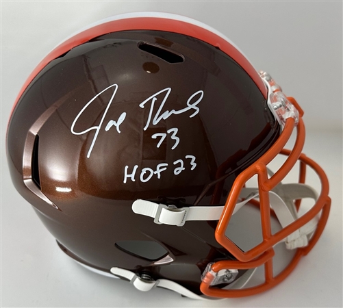 JOE THOMAS SIGNED FULL SIZE REPLICA FLASH SPEED BROWNS HELMET W/ HOF '23 - JSA