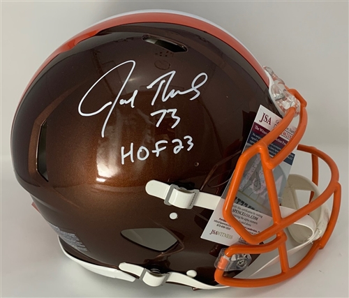 JOE THOMAS SIGNED FULL SIZE AUTHENTIC FLASH SPEED BROWNS HELMET W/ HOF '23 - JSA