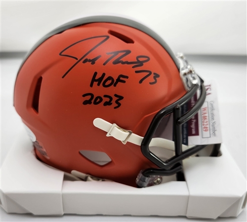 JOE THOMAS SIGNED RIDDELL BROWNS SPEED MINI HELMET W/ HOF '23- JSA