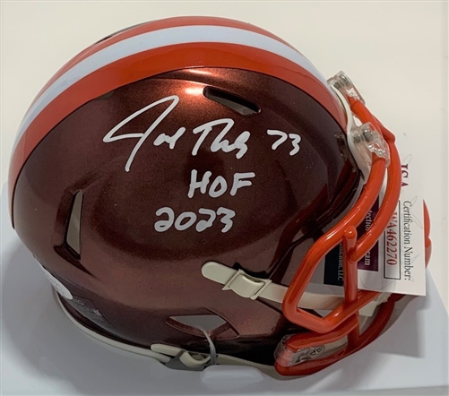 JOE THOMAS SIGNED RIDDELL BROWNS FLASH SPEED MINI HELMET W/ HOF '23- JSA