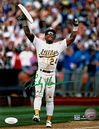 RICKEY HENDERSON SIGNED 8X10 ATHLETICS PHOTO #1 - JSA