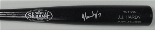 JJ HARDY SIGNED LOUISVILLE SLUGGER NAME ENGRAVED BLACK BAT - BREWERS - JSA