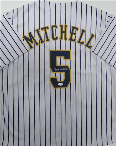 GARRETT MITCHELL SIGNED CUSTOM REPLICA BREWERS PINSTRIPE JERSEY - JSA