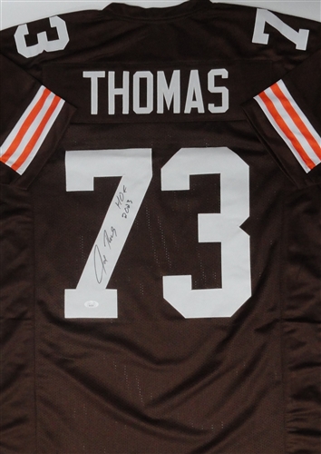 JOE THOMAS SIGNED CUSTOM REPLICA CLE BROWNS JERSEY W/ HOF 2023 - JSA