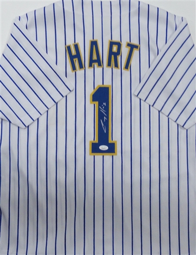 COREY HART SIGNED CUSTOM REPLICA BREWERS PINSTRIPE JERSEY - JSA