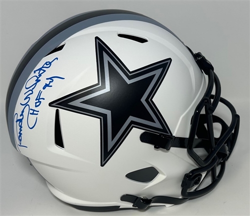 RANDY WHITE SIGNED FULL SIZE COWBOYS FLAT WHITE REPLICA SPEED HELMET W/ HOF - JSA