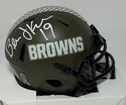 BERNIE KOSAR SIGNED BROWNS SALUTE SPEED MINI HELMET - JSA