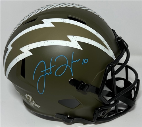 JUSTIN HERBERT SIGNED FULL SIZE LA CHARGERS SALUTE REPLICA SPEED HELMET - BAS