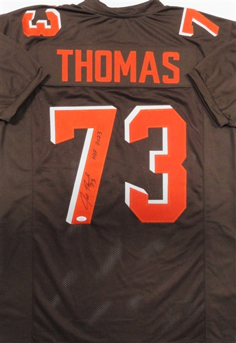 JOE THOMAS SIGNED CUSTOM REPLICA CLE BROWNS JERSEY W/ HOF 2023 - JSA