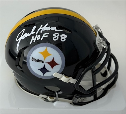 JACK HAM SIGNED STEELERS SPEED MINI HELMET W/ HOF - BAS