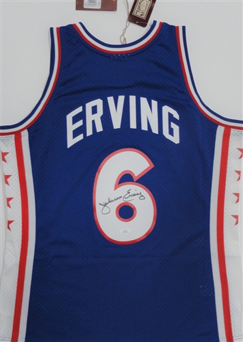 JULIUS ERVING SIGNED MITCHELL & NESS 1976-77 SWINGMAN SIXERS JERSEY - JSA