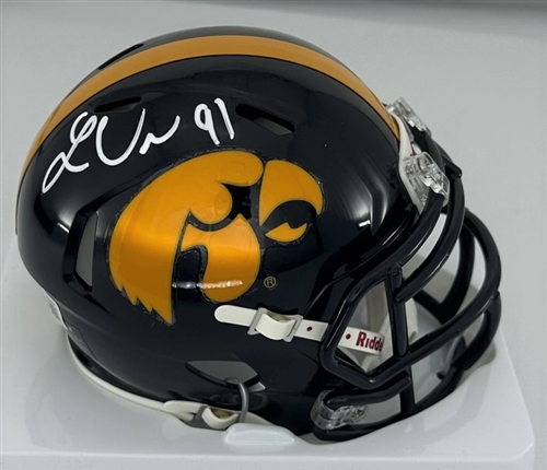 LUKAS VAN NESS SIGNED IOWA HAWKEYES SPEED  MINI HELMET - BAS