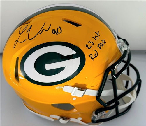 LUKAS VAN NESS SIGNED FULL SIZE PACKERS AUTHENTIC SPEED HELMET W/ SCRIPT - BAS