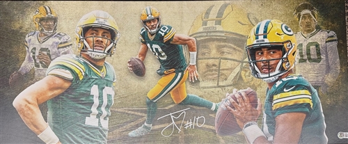 JORDAN LOVE SIGNED 13X31 STRETCHED CUSTOM PACKERS CANVAS COLLAGE - JSA