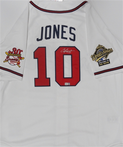 CHIPPER JONES SIGNED MITCHELL & NESS OFFICIAL BRAVES JERSEY