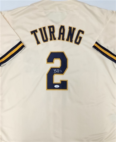 BRICE TURANG SIGNED CUSTOM REPLICA BREWERS CREAM #2 JERSEY  - JSA