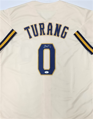 BRICE TURANG SIGNED CUSTOM REPLICA BREWERS CREAM DEBUT #0 JERSEY  - JSA