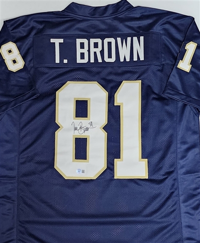 TIM BROWN SIGNED CUSTOM REPLICA NOTRE DAME FIGHTING IRISH JERSEY - BAS