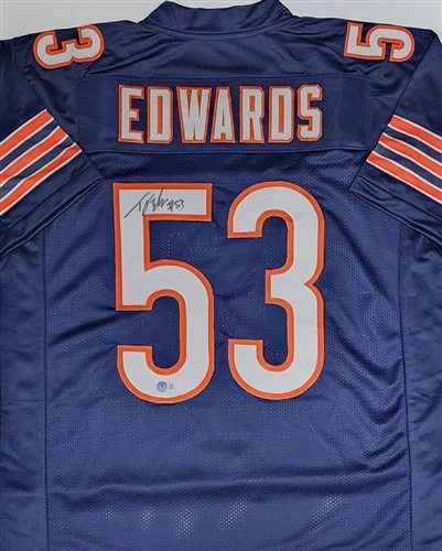 TJ EDWARDS SIGNED CUSTOM REPLICA BEARS JERSEY - BAS