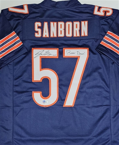 JACK SANBORN SIGNED CUSTOM REPLICA BEARS JERSEY - BAS