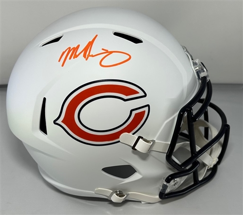 MIKE SINGLETARY SIGNED FULL SIZE BEARS FLAT WHITE REPLICA SPEED HELMET - BAS