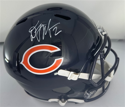 DJ MOORE SIGNED FULL SIZE BEARS REPLICA SPEED HELMET - BAS