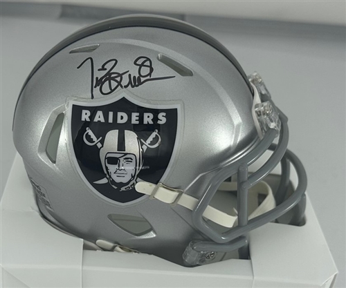 TIM BROWN SIGNED RAIDERS SPEED MINI HELMET - BAS