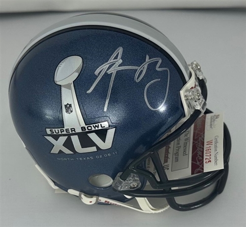 AARON RODGERS SIGNED PACKERS SB XLV LOGO MINI HELMET - JSA