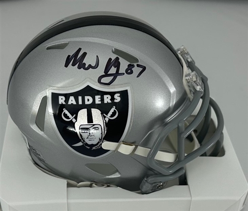 MICHAEL MAYER SIGNED RAIDERS SPEED MINI HELMET - BAS