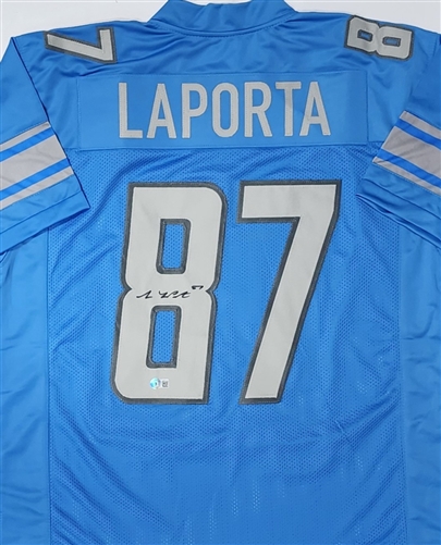 SAM LAPORTA SIGNED CUSTOM REPLICA LIONS BLUE JERSEY - BAS