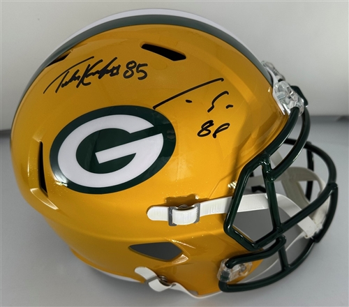 LUKE MUSGRAVE & TUCKER KRAFT DUAL SIGNED FULL SIZE PACKERS REPLICA SPEED HELMET - JSA