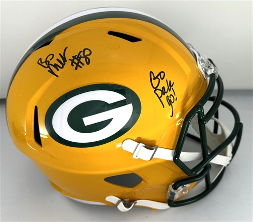 BO MELTON SIGNED FULL SIZE PACKERS REPLICA SPEED HELMET W/ SCRIPT - JSA