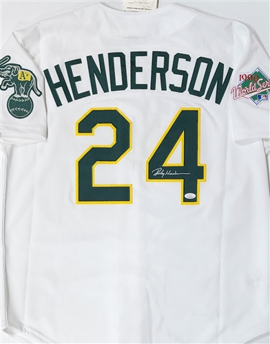 RICKEY HENDERSON SIGNED ATHLETICS M&N AUTHENTIC JERSEY - JSA