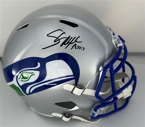 SHAUN ALEXANDER SIGNED FULL SIZE SEAHAWKS REPLICA SPEED HELMET - BAS