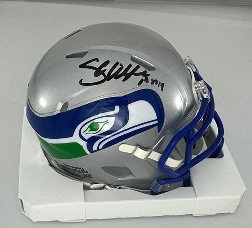 SHAUN ALEXANDER SIGNED SEAHAWKS SPEED MINI HELMET - BAS