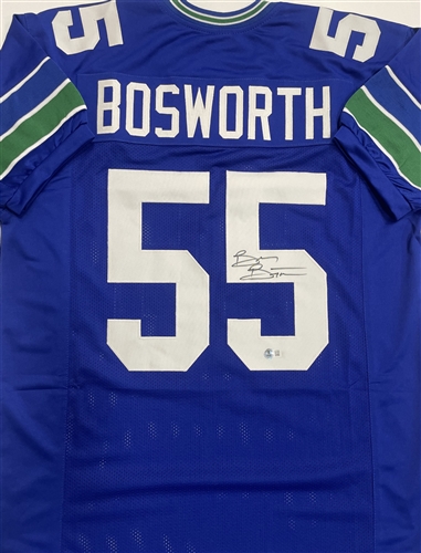 BRIAN BOSWORTH SIGNED CUSTOM REPLICA SEAHAWKS JERSEY - BAS