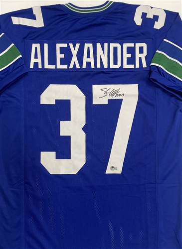 SHAUN ALEXANDER SIGNED CUSTOM REPLICA SEAHAWKS JERSEY - BAS