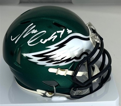 NOLAN SMITH SIGNED EAGLES SPEED MINI HELMET - BAS