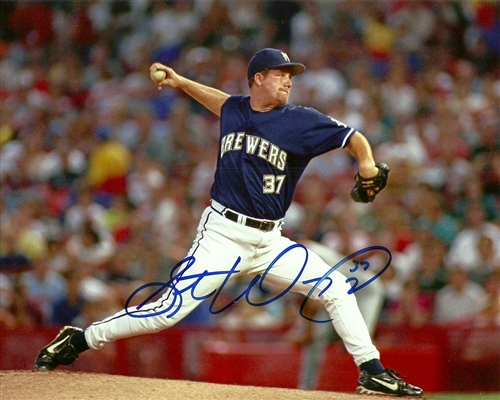 STEVE WOODARD SIGNED 8X10 BREWERS PHOTO #1