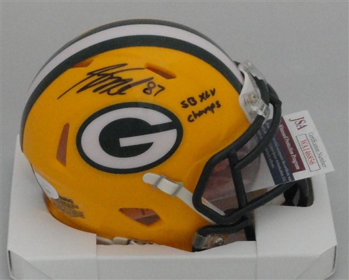 JORDY NELSON SIGNED PACKERS SPEED MINI HELMET W/ SB XLV CHAMPS - JSA