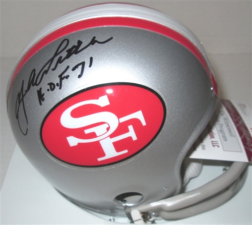 YA TITTLE SIGNED 49ers THROWBACK MINI HELMET - JSA