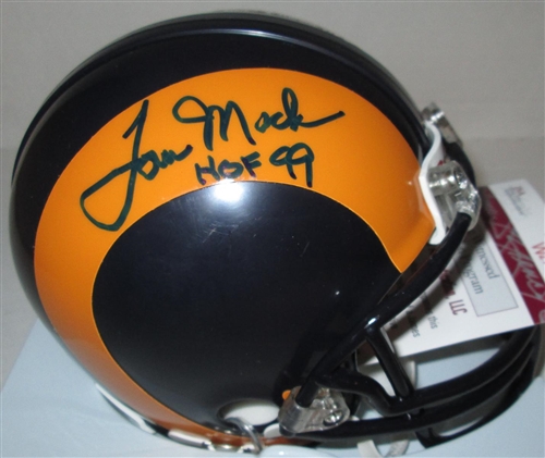 TOM MACK SIGNED RAMS THROWBACK MINI HELMET - JSA