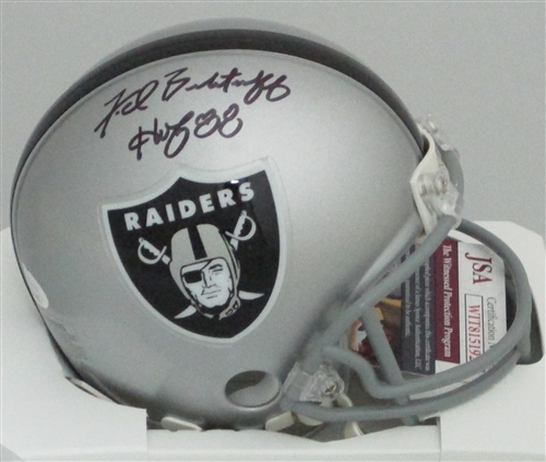 FRED BILETNIKOFF SIGNED RAIDERS MINI HELMET W/ HOF  - JSA