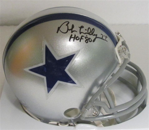 BOB LILLY SIGNED COWBOYS THROWBACK MINI HELMET - JSA