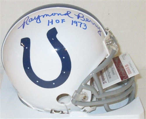 RAYMOND BERRY SIGNED THROWBACK COLTS MINI HELMET - JSA