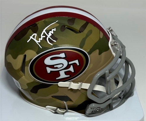 RONNIE LOTT SIGNED SF 49ERS CAMO SPEED MINI HELMET - BAS