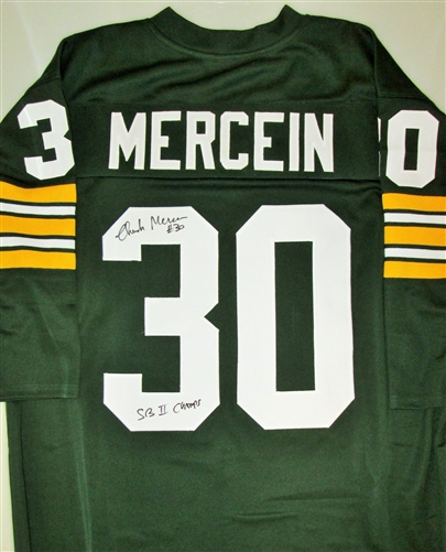 CHUCK MERCEIN SIGNED CUSTOM PACKERS JERSEY W/ SB II CHAMPS